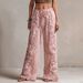 Elegant 3D Floral Print Straight Leg Women's Trousers Independent Website Foreign Trade Cross Border Fashion Bottoms_ecoleips.com