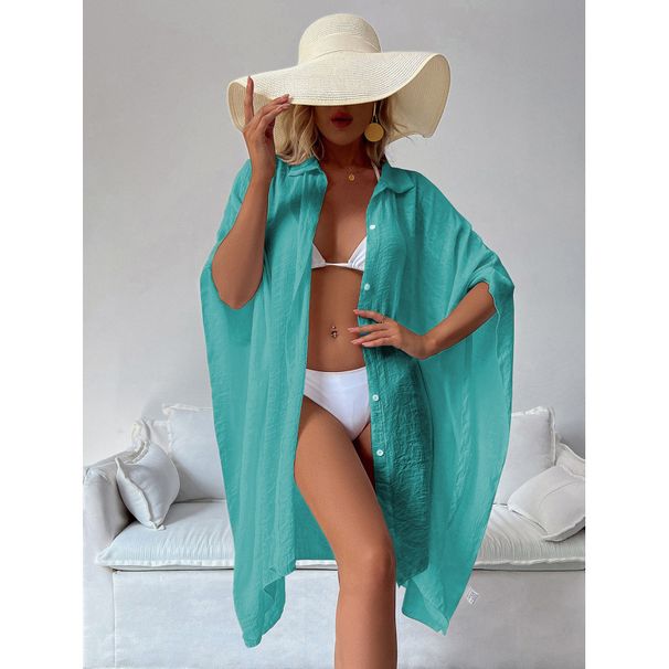 Women's Clothing Loose Beach Cardigan Holiday Sun Protection Clothing Bikini Cover Up Swimsuit Outerwear Cardigan_ecoleips.com