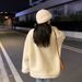 Women's Fleece-Lined Puffer Jacket With Stand Collar & Letter Print (White, S-2XL)_ecoleips.com