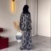Women's High-End Autumn Fashion Trade Suit Watermark Print Irregular Long Sleeved Top And Long Skirt Set_ecoleips.com