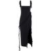 Women's fashion slim high split ribbon sexy halter dress_ecoleips.com