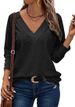 Aria Basics Aria Basics 2024 Cross-Border European And American Women's Fashion Casual V-Neck Long Sleeve Button Hollow Lace Embroidered Shirt_ecoleips.com