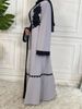 2024 Simple Elegant Turkey Black Embroidered Abaya Kaftan Muslim Dresses Women Long Kimono Dress Robe Dubai Middle East Fashion_ecoleips.com