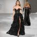 Women's black satin banquet, annual meeting, birthday hosting party, slim and elegant small evening dress for women to wear at ordinary times_ecoleips.com
