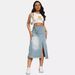 2024 Summer New Deconstructed Split Denim Cotton High Waist Slimming Design Sense Skirt For Women_ecoleips.com