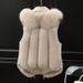 Faux Fur Vest Jacket – Winter Warm Short Coat With Fox Fur Collar (Milk Brown/Camel, S-XL)_ecoleips.com