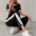 Women's Heart Print Summer Casual T-Shirt And Sweatpants Two-Piece Set American Style Clothing_ecoleips.com