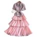 Luxury Patchwork Tweed Dress For Women Sophisticated Collared Winter Style Fitted Waist Ruffled Tiered Maxi Dress_ecoleips.com