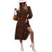 Autumn/Winter Women's Leopard Print Printed Belted Long-Sleeved Dress With Wide Skirt_ecoleips.com