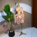 Women's Mesh Sheer Long Sleeve Dress Sweet Leaf Print Short Skirt Pleated American Style_ecoleips.com