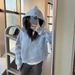 Women's Clothing Embroidered Hoodie Half Zip Loose Fit Fleece Lined Jacket Warm Top For Sports Yoga_ecoleips.com