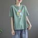 Short-Sleeved T-Shirt In A Summer Korean Style Loose Fit, Large Size, Perfect For Women With Fuller Figures; Helps The_ecoleips.com
