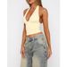 Women Sexy Halter Deep V Neck Backl Crop Tank Top Open Back Sleevel Slim Fit Y2k Summer Tops_ecoleips.com