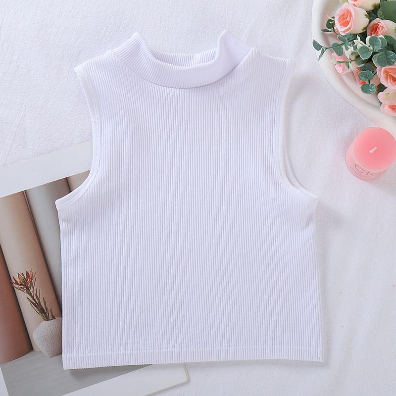 Women's Quick Drying Seamless Ribbed Turtleneck Sports Vest Full Coverage Vertical Striped Fitness Yoga Top Running_ecoleips.com
