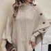 Women's Clothing Autumn And Winter High Collar Button Decoration Bat Sweater Cable Knit Sweater_ecoleips.com