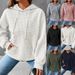 Women's Clothing A White Ink Print Pullover Hooded Long Sleeved Splicing Waffle Sweatshirt_ecoleips.com