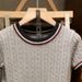 Women's Base Layer Top Slimming Gray Cable Knit Textured Round Neck Short Sleeve Sweater Spring Summer Knitted Sweater_ecoleips.com