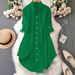 2025 Spring And Autumn New Women's Solid Color Buttonhole Fashion Sleeve Formal Shirt Satin Top_ecoleips.com