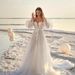 New Style Slimming Lace Long Sleeved Backless Wedding Dress Sheer Mesh Short Train For Travel Photography Women's Clothing_ecoleips.com