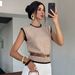 New Autumn And Winter Color-blocked Round-neck Knitted Vest For Women, Loose Sleeveless Sweater Vest, Cross-border_ecoleips.com