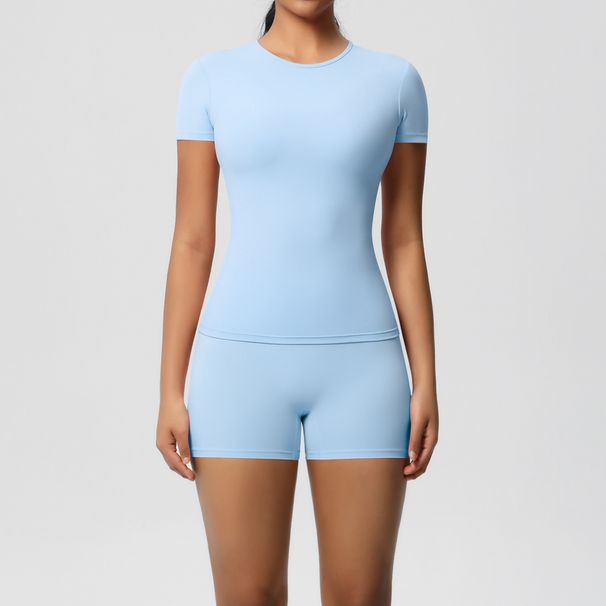 Women's Clothing Solid Color Double Sided Sanded Breathable Tight Yoga Suit Sports Running Fitness Eight Piece Set_ecoleips.com