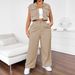 Women's Clothing Sleeveless Loose Shirt Multi Pocket Casual Pants Two Piece Set Large Stock_ecoleips.com