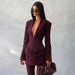 Women's Sexy Deep V Long Sleeve Ruched High Waist Bodycon Mini Dress – Elegant Fall Winter Gown_ecoleips.com