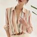 Women's Clothing Contrast Color Temperament Striped Shirt Women Spring And Summer New Niche Retro Lapel Loose And Slim_ecoleips.com