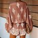 Women's Summer Off-Shoulder Printed Two-Piece Set European American Style Loose Casual Long-Sleeved Shorts Ensemble_ecoleips.com