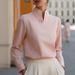 Women's Stand Collar Long Sleeve Shirt Niche Commuter Friendly Top Relaxed Everyday Wear Comfortable Feshion_ecoleips.com