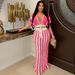 Women's Clothing Source Source Summer New Women's Clothing Sexy V Neck Hollow Striped Knitted Ladies Long Skirt Set_ecoleips.com