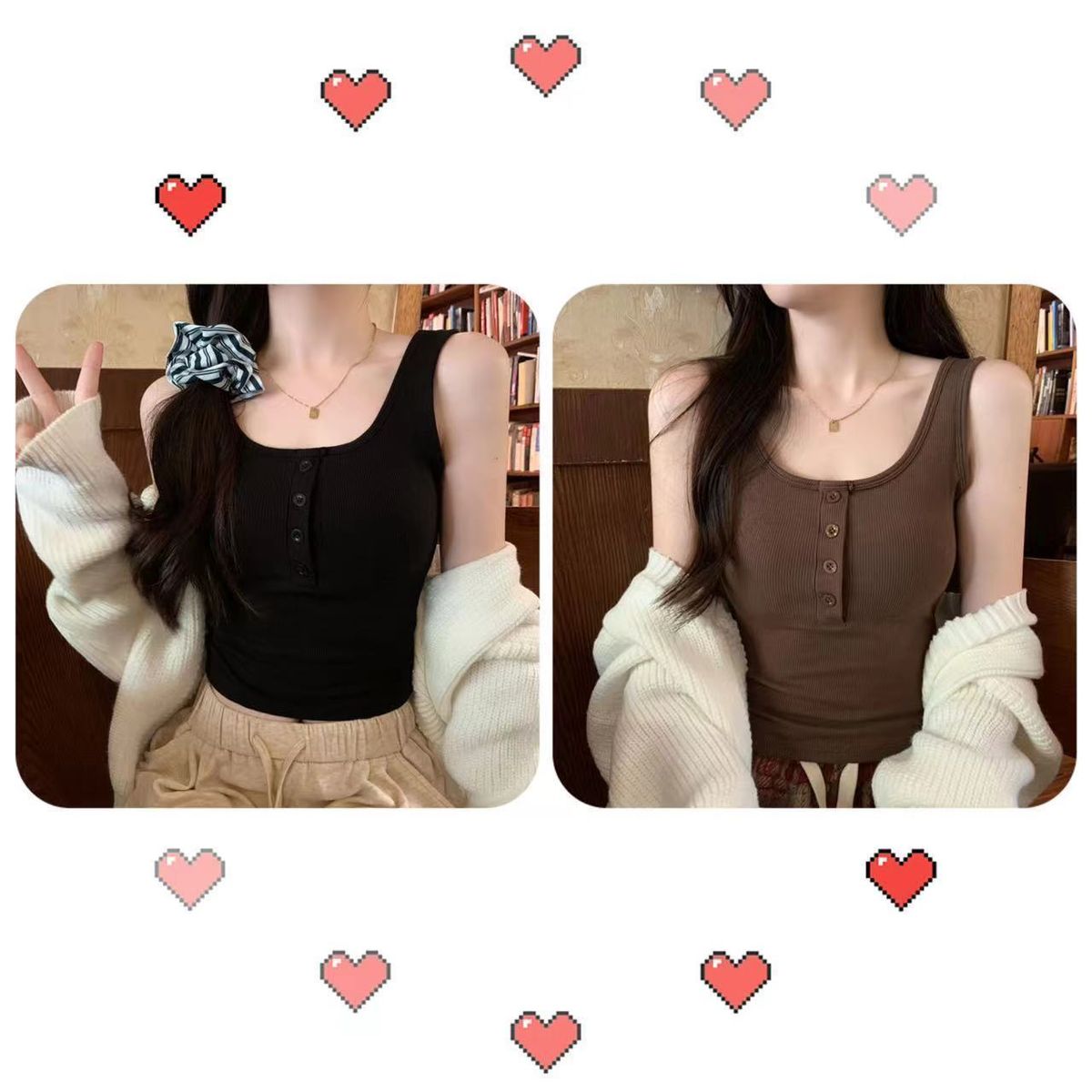Popular Hot Girl Lingerie Camisole With Built-in Chest Pads, Button-up Top, Anti-exposure_ecoleips.com