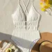 Sexy Ribbed Swimsuit One Piece Deep V-neck Bikinis Bodysuit Back Tie Swimwear High Waist Bathing Suit Beachwear Biquini Tankini_ecoleips.com