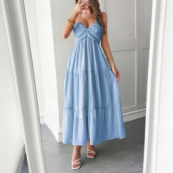 Casual Vacation-Style Necklaces With A Seaside Atmosphere, Long Dress For Women's Wear In Spring And Summer_ecoleips.com