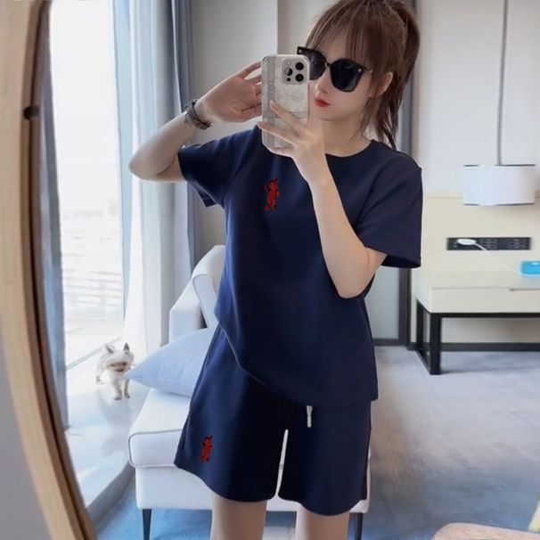 Women's Clothing Women's Summer Sports Suit Loose Fit Plus Size Style Short Sleeved Casual Running Two Piece Set_ecoleips.com