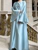 Women's Clothing Middle Eastern Muslim Women Cardigan Two Piece Suit Butterfly Embroidery Diamond Belt Satin Dinner Party Robe_ecoleips.com