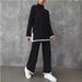 Women's Ribbed Knit Set Long Sleeve Stand Collar Solid Color Autumn Winter Fashion 2-Piece Outfit Polyester_ecoleips.com