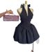Elegant V-Neck Halter Dress With Bow Back – High Waist Summer Mini Dress For Women_ecoleips.com