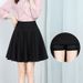 Spring And Autumn Short Skirt High Waist Skirt Anti-light Swinging Sun Skirt Elastic And Thin Pleated Skirt Women's Black Skirt A Skirt_ecoleips.com