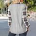 Women's Clothing Autumn Plaid Striped Stitching Retro Pullover Sweater T Shirt_ecoleips.com