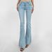 Women’s Clothing Ins Hot Girl Style Raw Edge Slim Embroidery Low Waist Flared Jeans Autumn New Slim Jeans_ecoleips.com