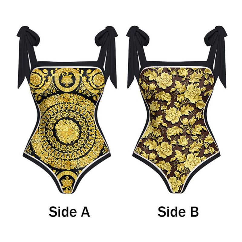 Double Sided Printed One Piece Swimsuit For Women Slimming_ecoleips.com