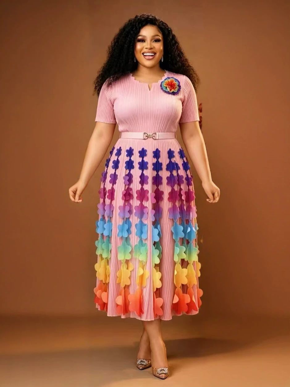 Women's V Neck Dress Fashionable Slim Gradient Print European American Style Summer_ecoleips.com