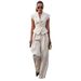 Women's Clothing Suit For Women Fashion Beige Temperament Sleeveless Waist Suit_ecoleips.com