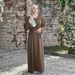 Loriya Long Sleeve Plus-Size Dress – Lace Cuff & Flattering Fit (LR1004, S-XL, Mist Blue/Green/Black/Coffee/Pink)_ecoleips.com