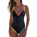 Women's Clothing New Contrast Color Sling Swimsuit One Piece Swimsuit_ecoleips.com