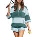 2026 European And American Spring Summer New Women's Striped Short Sleeve Oversized Shorts Casual Sportswear_ecoleips.com