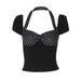 European And American Street Style Women's Clothing 2025 Spring/Summer New Halter Neck Short Sleeve Backless Polka Dot_ecoleips.com