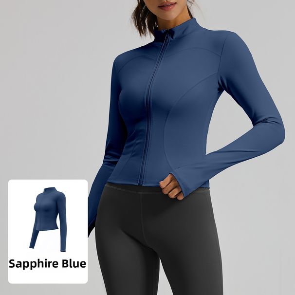 Juyitang Women's Stand Up Collar Slim Fit Stretch Sports Top Yoga Jacket For Fitness Running And Cycling_ecoleips.com