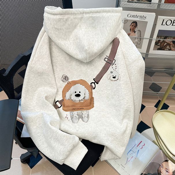 Men's Trendy Versatile Hooded Sweatshirt Fleece Lined Thickened Printed Loose Fit Casual Top for Autumn Winter 2025 Style_ecoleips.com